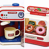 Ігровий набір Кав’ярня для дітей 6673 — кавомашина, каса, вітрина з десертами, звук, вода, аксесуари, фото 7