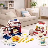 Ігровий набір Кав’ярня для дітей 6673 — кавомашина, каса, вітрина з десертами, звук, вода, аксесуари, фото 4