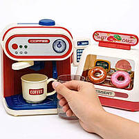 Ігровий набір Кав’ярня для дітей 6673 — кавомашина, каса, вітрина з десертами, звук, вода, аксесуари, фото 6