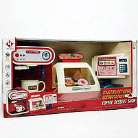 Ігровий набір Кав’ярня для дітей 6673 — кавомашина, каса, вітрина з десертами, звук, вода, аксесуари, фото 8