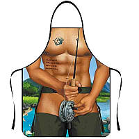 Фартух прикольний з голим чоловічим торсом Рибак 75 на 60 см різнобарвний