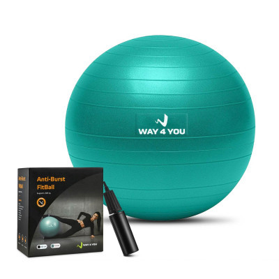 М'яч для фітнесу (Фітбол) 65см Way4you Зелений + Насос, фото 1