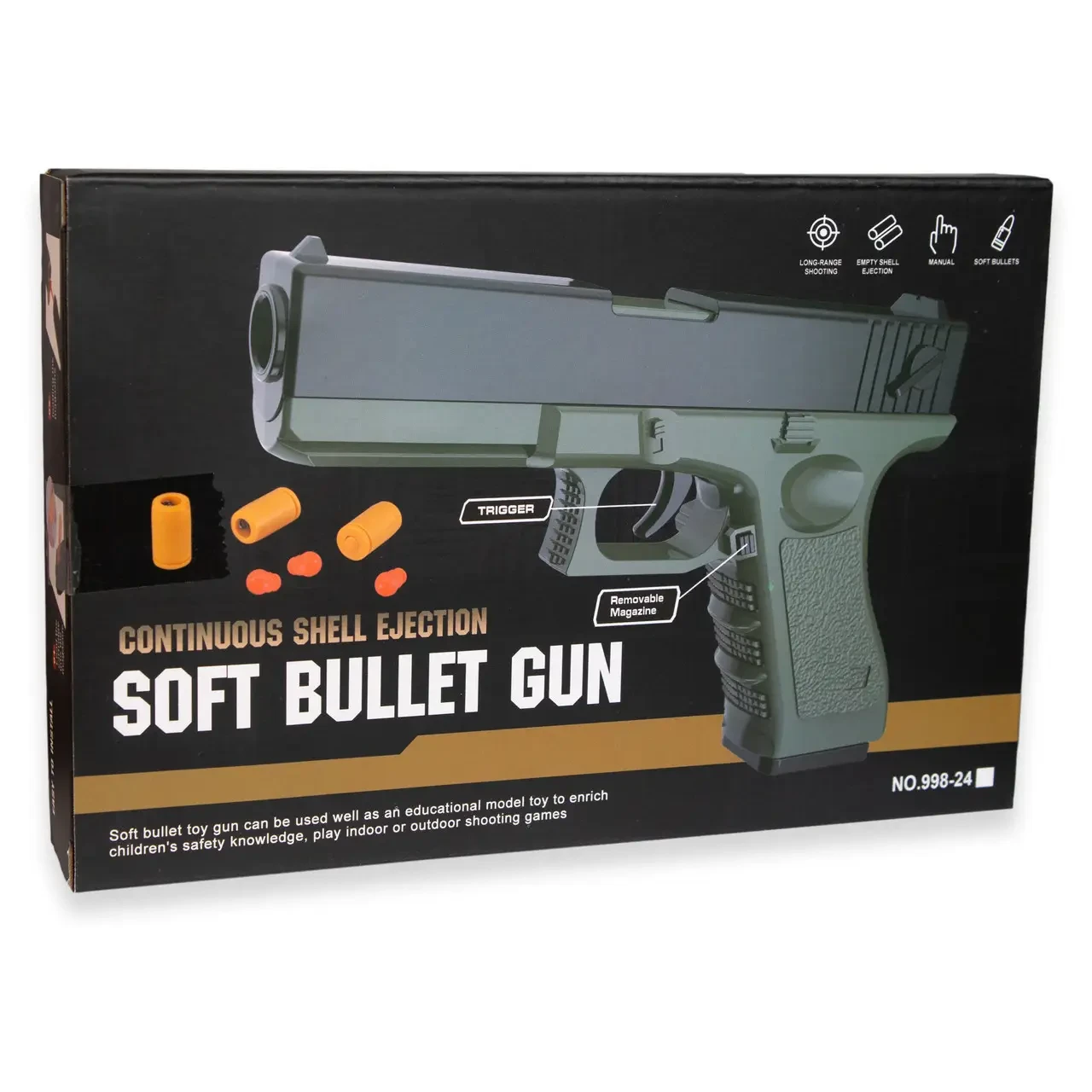 Дитячий пістолет із патронами 998-24, іграшкова зброя, фото 1