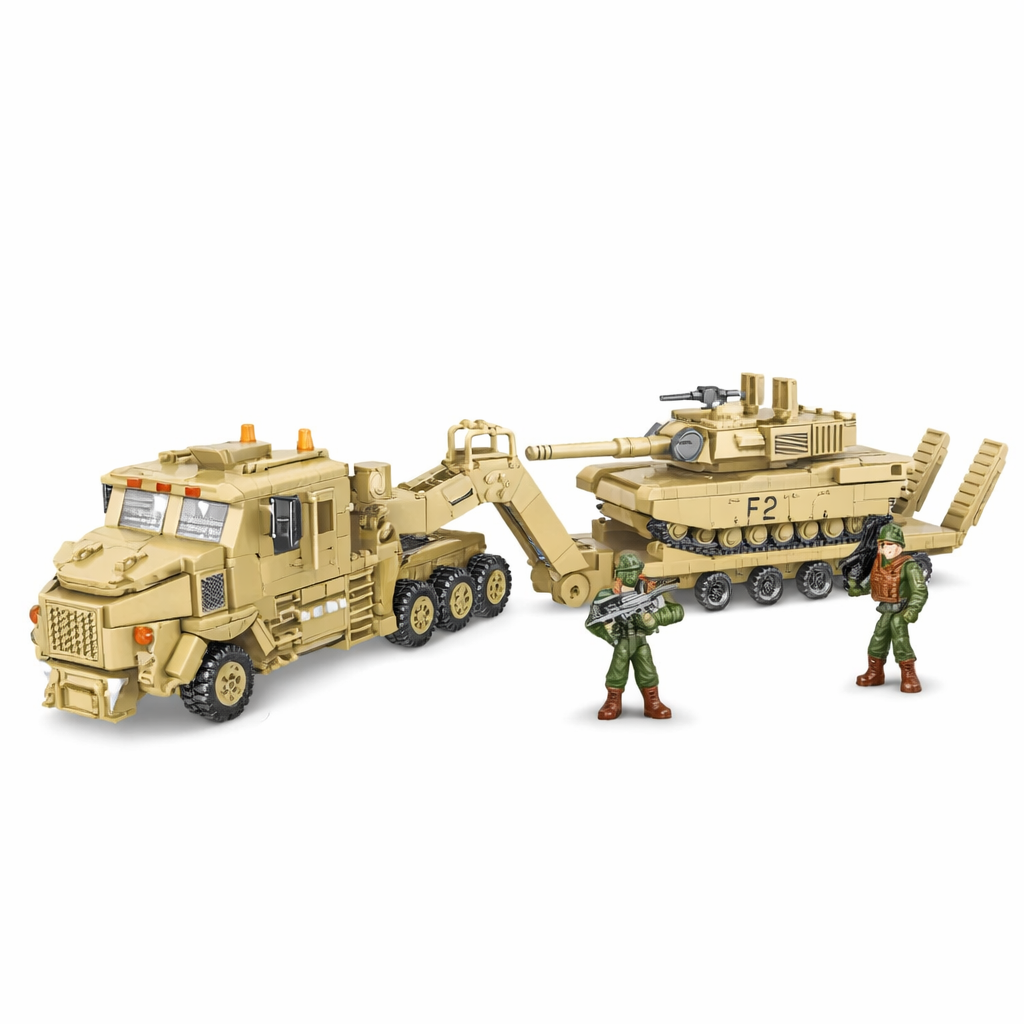 Конструктор Армія ЗСУ KB1154 «Танковий тягач Oshkosh M1070 з танком», 1138 деталей, фото 1