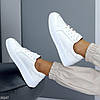 Білі прошиті кеди натуралки класичний спортивний дизайн, фото 5