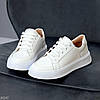 Білі прошиті кеди натуралки класичний спортивний дизайн, фото 6