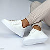Білі прошиті кеди натуралки класичний спортивний дизайн, фото 8