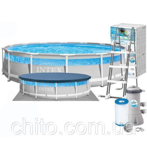 Басейн каркасний Intex 26722  427-107см 12706л  фільтр-насос драбина підстилка тент, фото 1