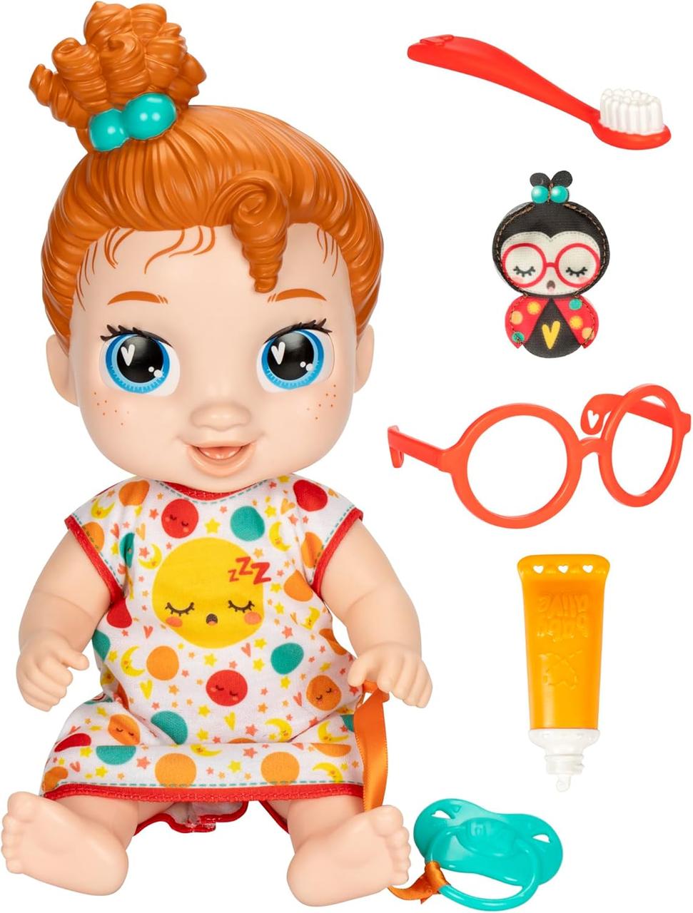 Лялька Дотті Дудл Baby Alive Lil Dreamer Dottie Doodle Sleepy Baby Doll Set, Red Hair F9965, фото 1
