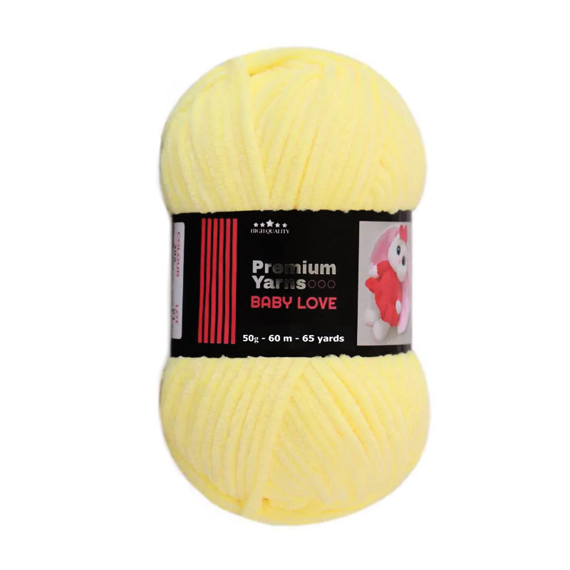 Premium Yarns BABY LOVE (Преміум Ярнс Бейбі Лав) №302 світло-жовтий (Пряжа плюшева, нитки велюр для в'язання), фото 1