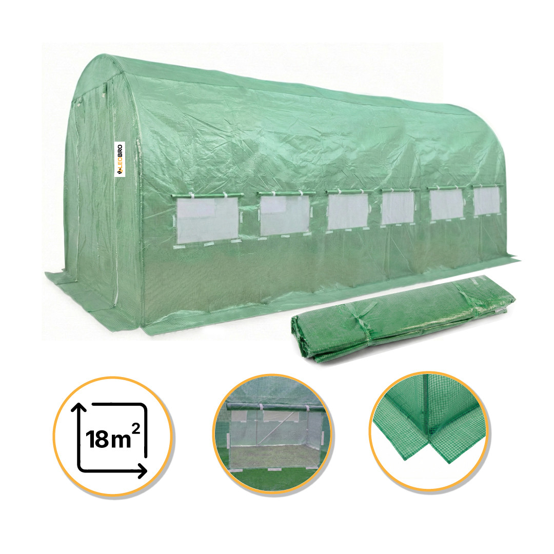 Теплична плівка для теплиці | 18 м² | зелена | армована тришарова | LEOBRO PREMIUM ​