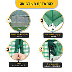 Теплична плівка для теплиці | 18 м² | зелена | армована тришарова | LEOBRO PREMIUM ​, фото 3