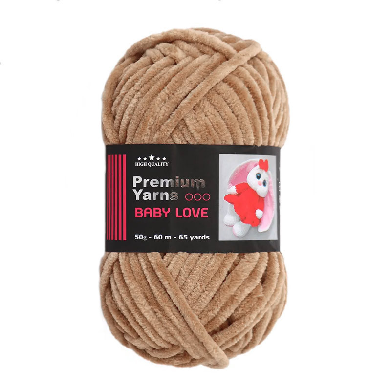 Premium Yarns BABY LOVE (Преміум Ярнс Бейбі Лав) №365 світло-коричневий (Пряжа плюшева, нитки велюр для в'язання), фото 1