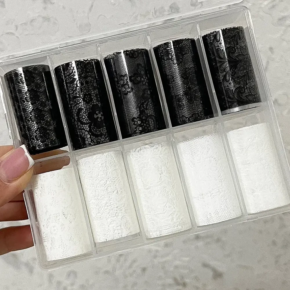 Набір фольги для манікюру чорно-білі мережива, фото 1