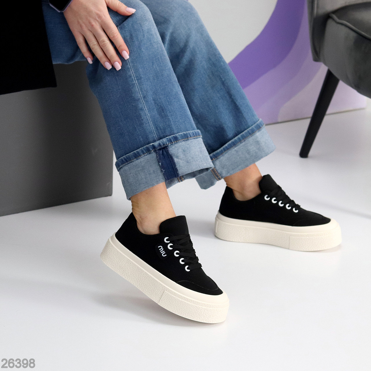 Модні чорні кеди крипери на потовщеній підошві колір на вибір, фото 1