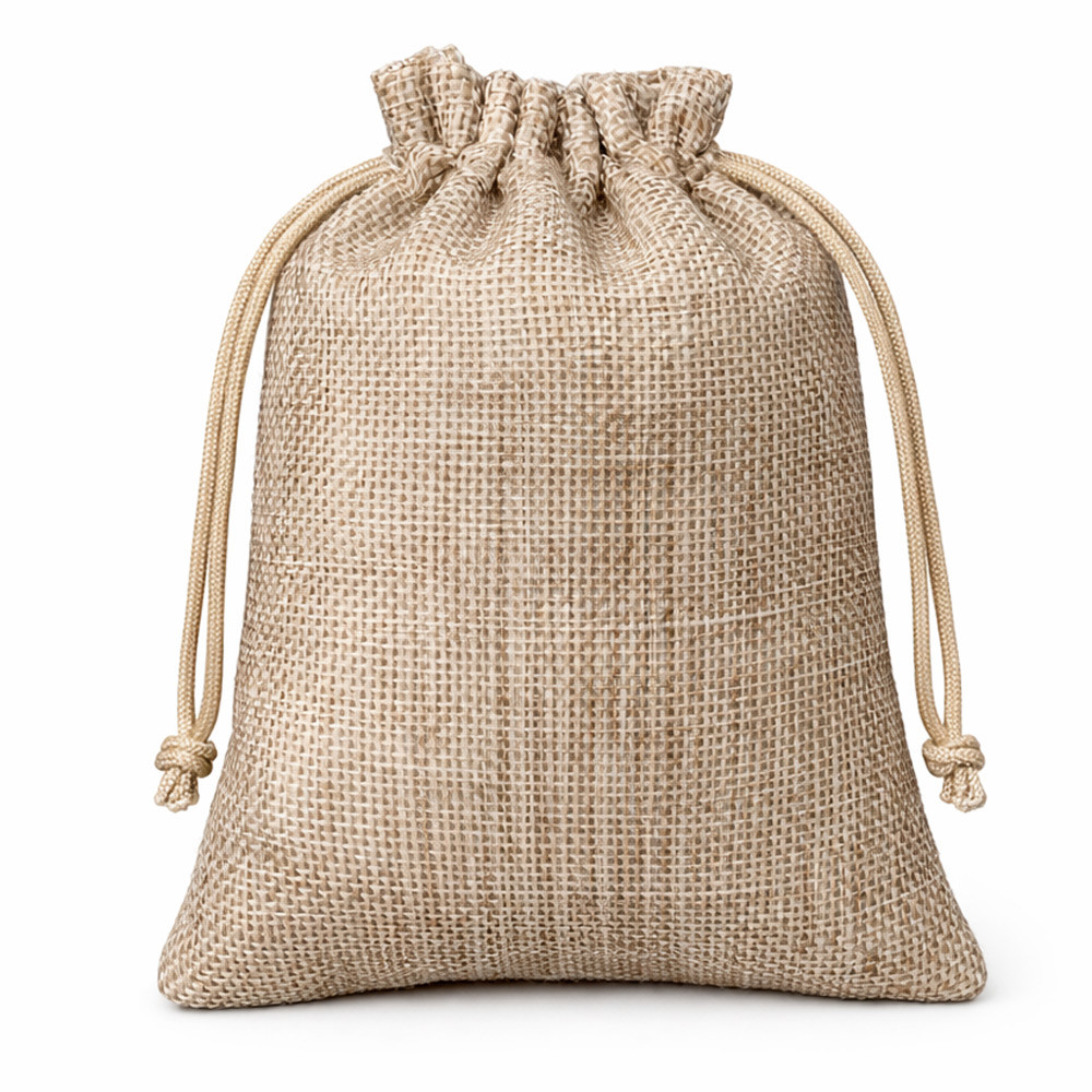 Подарунковий мішечок з мішковини LOSSO 20см*30см (1 шт) бежевий, крафтове пакування з імітацією льону та джуту, фото 1