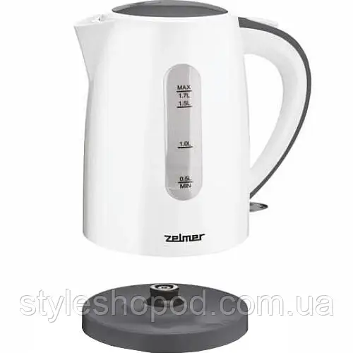 Електричний чайник Zelmer 1,7 л – білий чайник з підсвічуванням для дому, фото 1