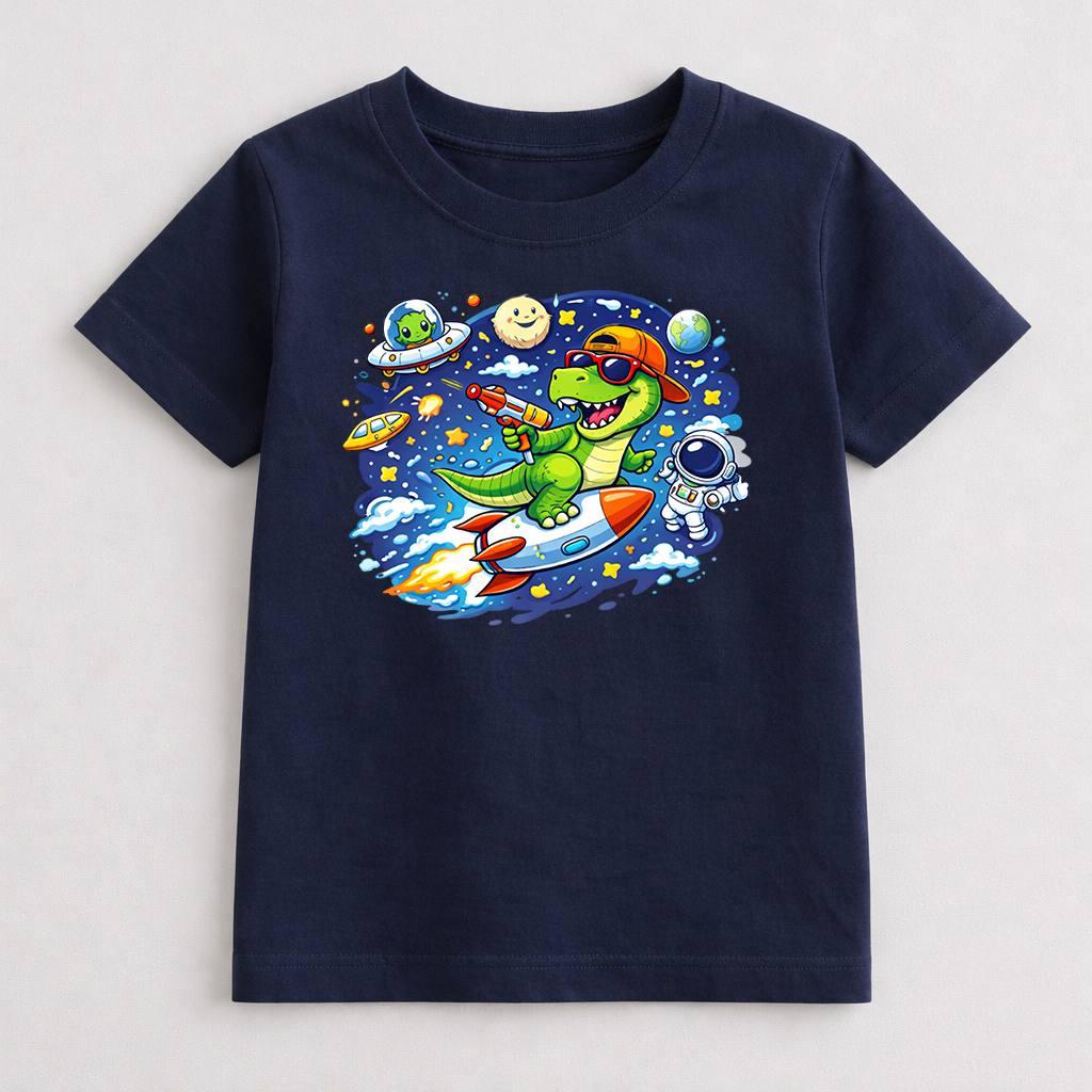 Дитяча футболка з принтом «Динозавр у космосі»