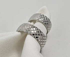 Обручки парні зі срібла 925 проби, класичні, округлі, ширина 7 мм, з лазарним орнаментом