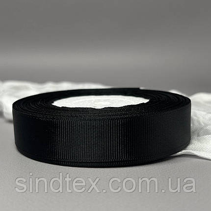 Стрічка репсова 2 см (20мм) - чорна А039, фото 2