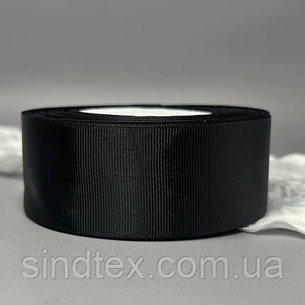 Стрічка репсова 4 см (40 мм) 23м моток - чорна А039, фото 3
