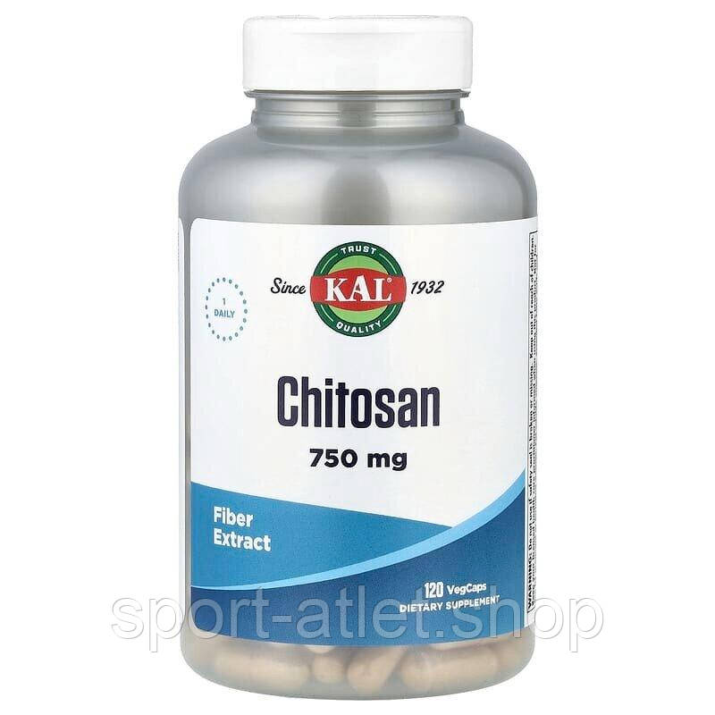 Хітозан KAL Chitosan 750 mg, 120 вегакапсул, фото 1