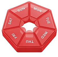Органайзер для таблеток на 7 днів, 7 Side Pill box, MEMOSAN, червоний