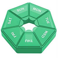 Органайзер для таблеток на 7 днів, 7 Side Pill box, MEMOSAN, темно-зелений