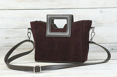 Сумка Каміла з натуральної замші колір Бордо