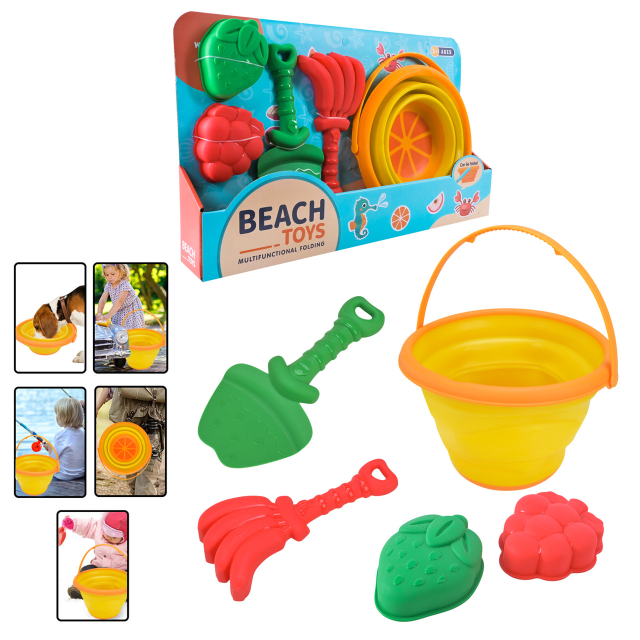 Набір для піску 2301CW відро паски лопатки, фото 1