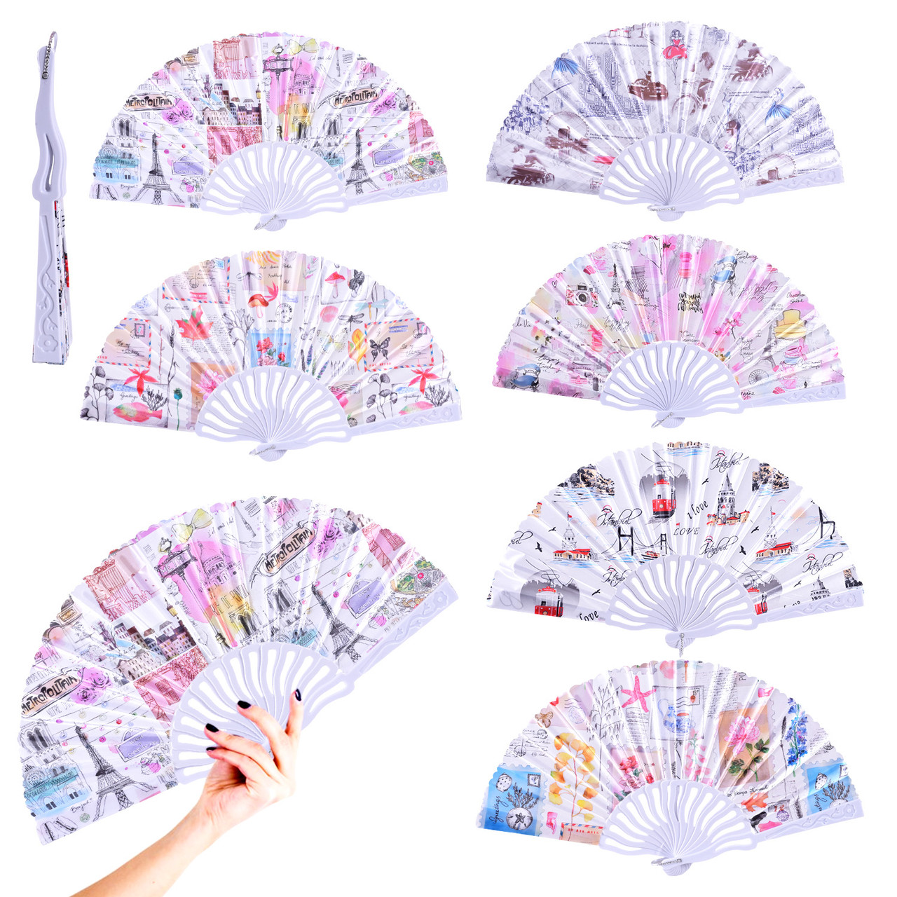 Аксесуар віяло C2832 Париж 6 видів, фото 1