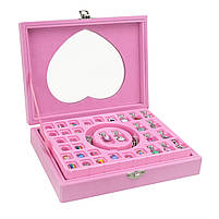 Набір аксесуарів для дівчаток B4352 типу Пандора в скриньці-серце 2 браслета 2 підвіски 36 шармів, фото 3