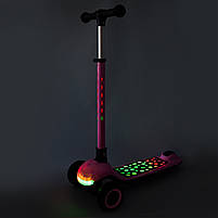Самокат 3-х колісний SC9026 складний музичний зі світними колесами PU LED 3 кольори, фото 3