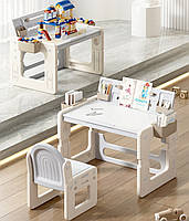 Стіл трансформер дитячий 4 в1 BabyPods зі стільчиком та мольбертом. Столик для навчання, творчості та гри в конструктор.