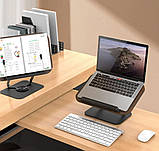 Підставка для ноутбука, деревʼяна платформа 34×24 см, поворотна база 360°, фото 2