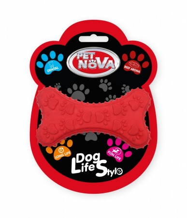 Іграшка для собак Кістка жувальна Pet Nova 10.5 см червоний, фото 1