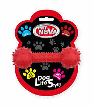 Іграшка для собак Гантель зі звуком Pet Nova 14 см червоний