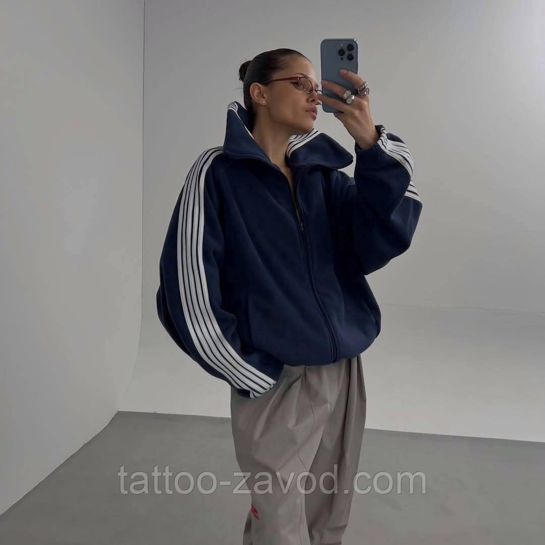 Флісова кофта з лампасами на блискавці унісекс 42-48, фото 1