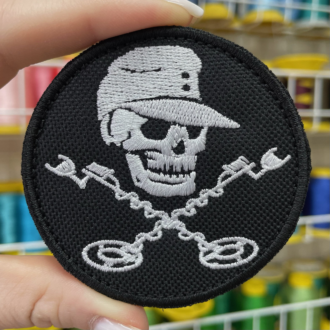 Шеврон, нашивка копача, череп з металошукачами з липучкою