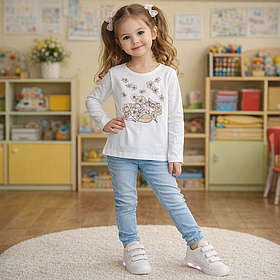 Білий реглан лонгслів на дівчинку з довгими рукавами  бавовна OVS Розмір 4-5 років зріст 110 см