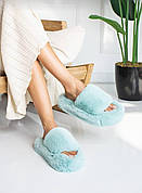 Блакитні теплі пухнасті жіночі хутряні кімнатні капці Motivo 39 розмір
