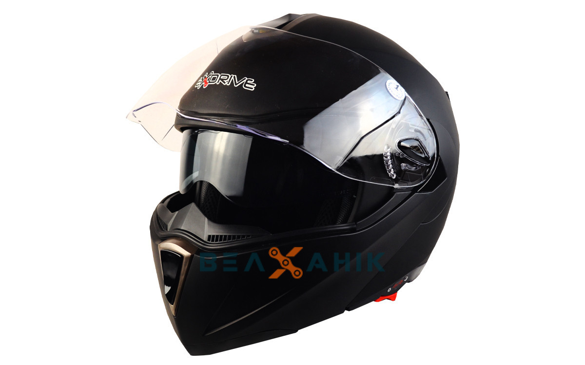 Шолом (модуляр) + окуляри ExDrive EX-701 чорний мат [M], фото 1