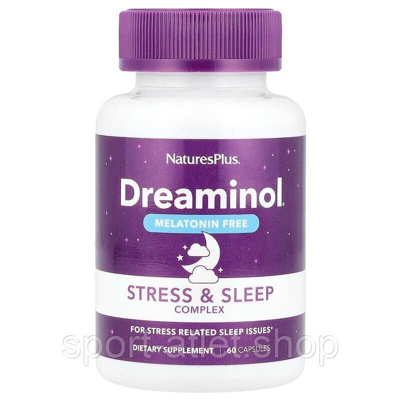 Комплекс для сну без мелатоніну Natures Plus Dreaminol Stress & Sleep Complex Melatonin Free,, 60 капсул, фото 1