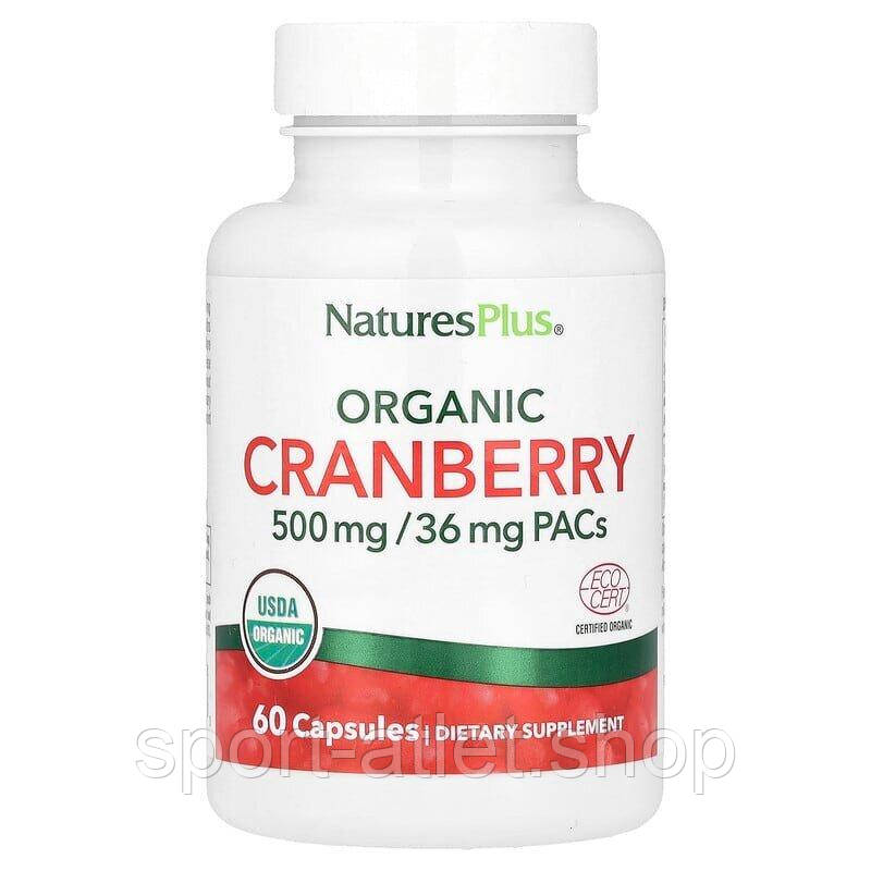 Журавлина Natures Plus Organic Cranberry 500 mg, 60 капсул, фото 1