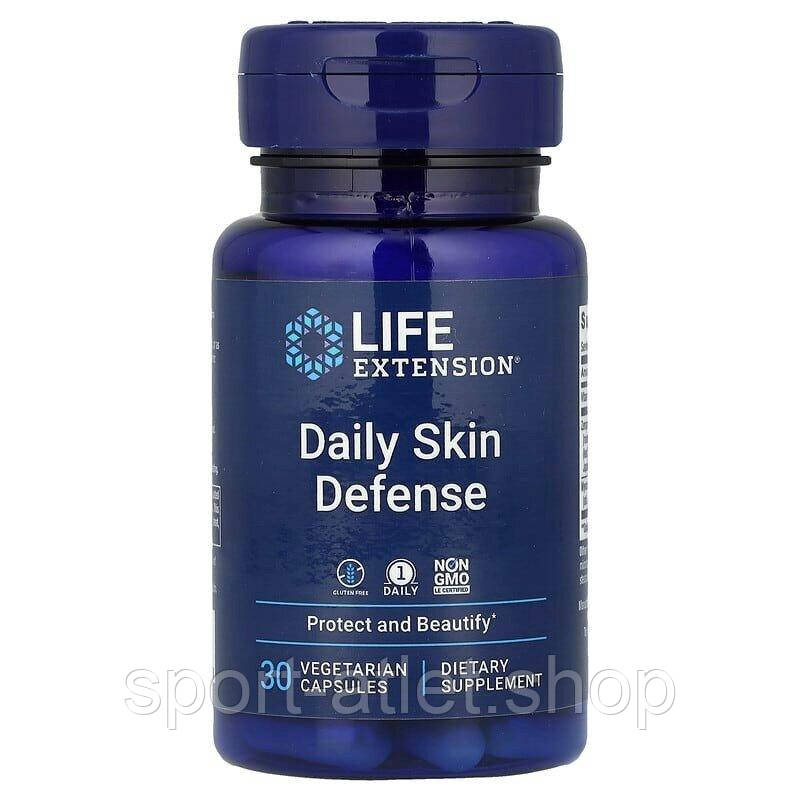 Комплекс для шкіри Life Extension Daily Skin Defense, 30 вегакапсул, фото 1
