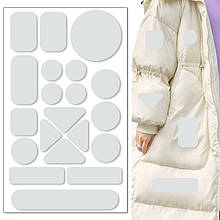 Самоклейні латки різних форм для пуховиків, штанів, ремонту одягу (геометричний світло-сірий)