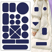 Самоклейні латки різних форм для пуховиків, штанів, ремонту одягу (Геометричний темно-синій)