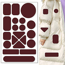 Самоклейні латки різних форм для пуховиків, штанів, ремонту одягу (Геометричний бордовий)