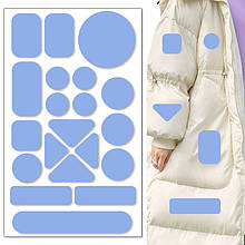 Самоклейні латки різних форм для пуховиків, штанів, ремонту одягу (Геометричний небесно-блакитний)