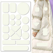 Самоклейні латки різних форм для пуховиків, штанів, ремонту одягу (Геометричний молочно-білий)